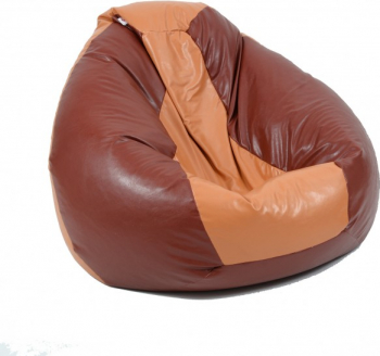 Fotoliu Mare Nirvana Gigant - Caramel and Chocolate piele eco umplut cu perle polistiren beanbag para marca Pufrelax Fabricat in Romania 