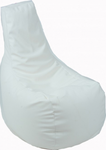 Fotoliu Mediu Sunlounger Evo - Alb piele eco umplut cu perle polistiren fotoliu para marca Pufrelax Fabricat in Romania 