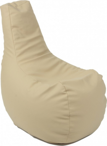 Fotoliu Mediu Sunlounger Evo - Bej piele eco umplut cu perle polistiren fotoliu para marca Pufrelax Fabricat in Romania 