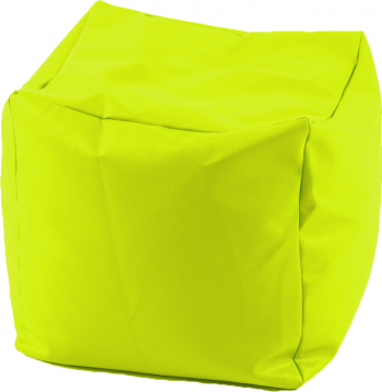 Fotoliu Mic Taburet Cub - Green Neon pretabil si la exterior umplut cu perle polistiren Fabricat in Romania 