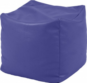 Fotoliu Mic Taburet Cub - Indigo piele eco umplut cu perle polistiren Fabricat in Romania 