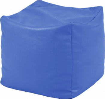Fotoliu Mic Taburet Cub XL - Albastru piele eco umplut cu perle polistiren Fabricat in Romania 