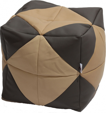 Fotoliu Taburet Cub - Beige Diamond piele eco umplut cu perle polistiren 