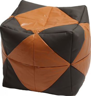 Fotoliu Taburet Cub - Caramel Filling piele eco umplut cu perle polistiren 