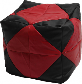 Fotoliu Taburet Cub - Red Diamond piele eco umplut cu perle polistiren 