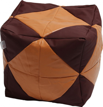 Fotoliu Taburet Cub - Wine and Toffee piele eco umplut cu perle polistiren 