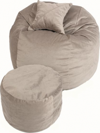 Set Fotoliu Puf Matusalem + Otoman + Perna decorativa - Old Oak Gama Plush Honey umplut cu fulgi de burete memory mix and reg 