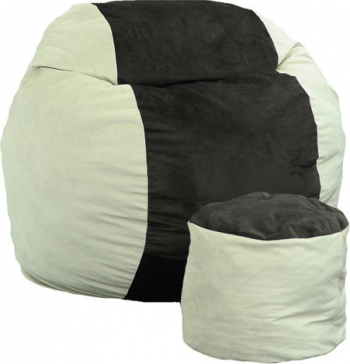 Set Fotoliu Puf pentru Copii 5-16 ani Matusalem + Otoman - Beige and Black Velvet Gama Diamond umplut cu fulgi de burete memory mix and reg 