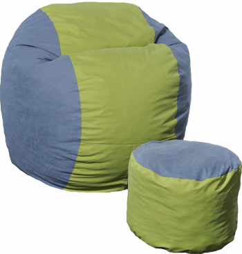 Set Fotoliu Puf pentru Copii 5-16 ani Matusalem + Otoman - Green Patch Gama Premium umplut cu fulgi de burete memory mix and reg 
