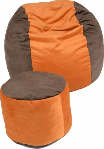 Set Fotoliu Puf pentru Copii 5-16 ani Matusalem + Otoman - Orange and Cinnamon Gama Diamond umplut cu fulgi de burete memory mix and reg 