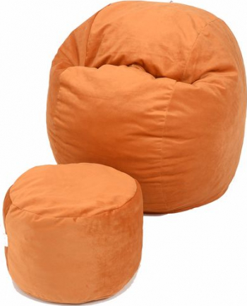 Set Fotoliu Puf pentru Copii 5-16 ani Matusalem + Otoman - Orange Gama Diamond umplut cu fulgi de burete memory mix and reg 