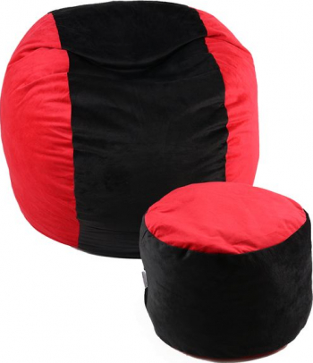 Set Fotoliu Puf pentru Copii 5-16 ani Matusalem + Otoman - Red and Black Gama Diamond umplut cu fulgi de burete memory mix and reg 