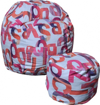 Set Fotoliu Puf pentru Copii 5-16 ani Matusalem + Otoman - Scarlet Letters Gama Premium umplut cu fulgi de burete memory mix and reg 