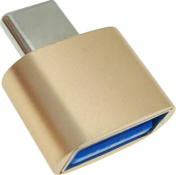 Adaptor OTG USB 2.0 mama la USB tip C tata carcasa aluminiu alimentare si transfer de date auriu 