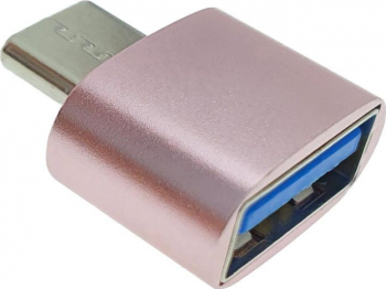Adaptor OTG USB 2.0 mama la USB tip C tata carcasa aluminiu alimentare si transfer de date roz