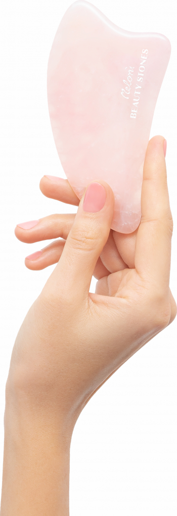 Gua Sha Quartz Roz pentru masaj facial si contur 