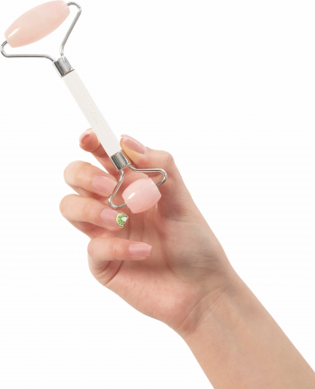 Roller Duo pentru masaj facial Meloni cu doua capete din Quartz Roz 