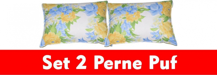 Set 2 perne traditionale puf de gasca HTT dimensiuni 50x70x20 cm cusatura dubla 