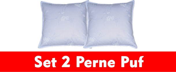 Set 2 perne traditionale puf de gasca HTT dimensiuni 70x70x20 cm cusatura dubla 