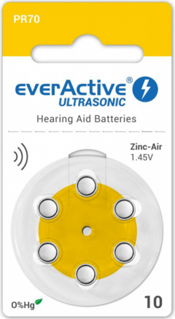 Baterii EverActive Ultrasonic 10 PR70 DA10 Zinc-Aer 1.45V Pentru Aparate Auditive Set 6 Baterii 