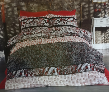Lenjerie de pat pentru o persoana cu husa de perna patrata Wild bumbac satinat gramaj tesatura 120 g/mp multicolor 3 piese 