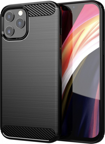 Husa protectie spate TPU carbon pentru iPhone 12 Pro Max bumper carcasa Negru BBL2078 