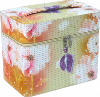 Geanta organizator cosmetice 27x22.5x18 cm Flori crem 