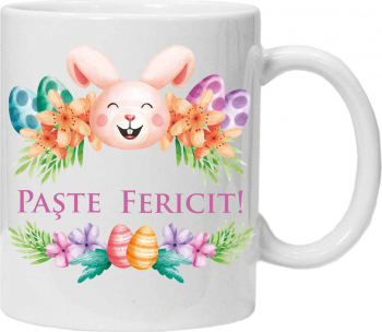Cana personalizata cu textul Paste Fericit model 2 