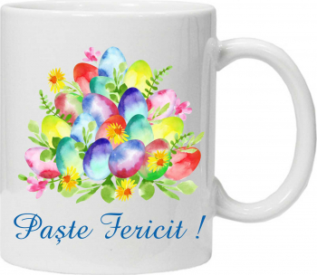 Cana personalizata cu textul Paste Fericit model 4 