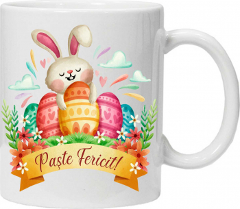 Cana personalizata cu textul Paste Fericit model 7 