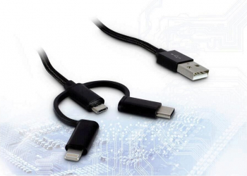 Cablu Inter-Tech USB 2.0 – micro-USBUSB Type-C-Lightning Negru 