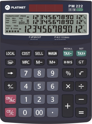 Calculator de birou Platinet afisaj 3 linii Tax and Business 12 digiti 