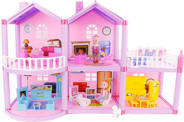 Casa pentru papusi Lovely House 90 de piese culoare roz usor de montat Doty 