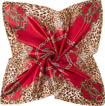 Esarfa dama tip sal mare fond rosu cu diverse forme 90x90 cm 
