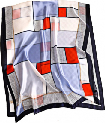Esarfa dama tip sal mare multicolora cu forme geometrice 90x180 cm 