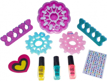 Set GlamNail Salon pentru copii 10 seturi tipsuri 3 oje accesorii Doty 