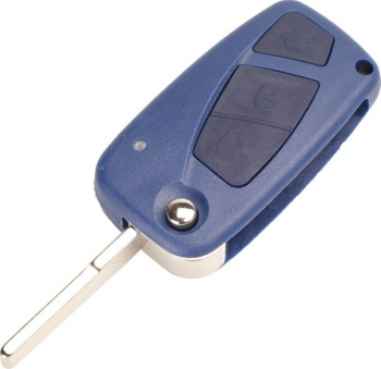 Carcasa cheie Fiat Panda Idea Punto Stilo Iveco albastra 3 butoane cu bateria in spatele lamelei 