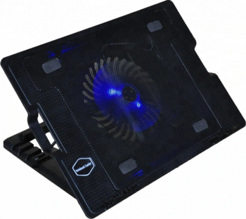 Cooler laptop elSales ELS-646 1 ventilator LED albastru 5 pozitii negru 