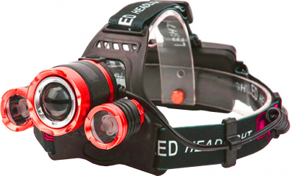 Lanterna de cap elSales ELS-3XT6 cu 3 LED-uri CREE XM-L T6 2 acumulatori inclusi 3000 Lumeni rosu 