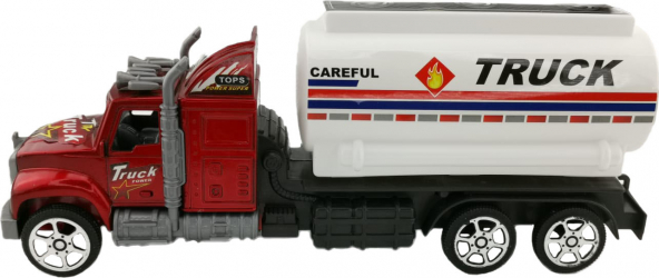 Masinuta camion cisterna plastic Careful Truck 27 CM alb-rosu 
