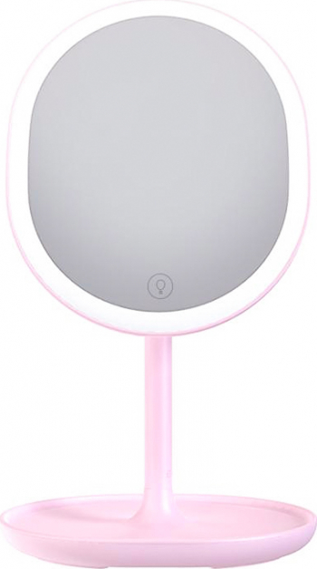 Oglinda cosmetica 2 in 1 oglinda si lampa cu led si senzor tactil portabila pliabila roz doty 