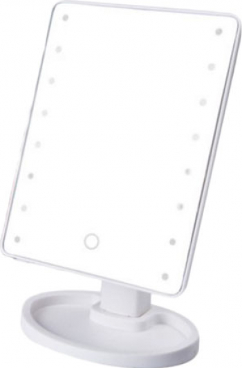 Oglinda dreptunghiulara cosmetica cu iluminare LED rotire 360 de grade 22 cm oglinda 16 lumini cu baterii usoara si eficienta portabila 