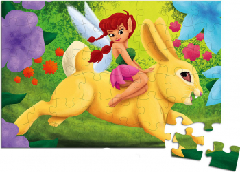 Puzzle cu piese mari imprimeu cu Garden Fairy multicolor 48 piese 90 cm x 60 cm Doty 