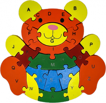 Puzzle din lemn ursulet alfabetic 20 piese multicolor Doty 