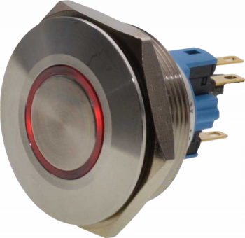 Buton cu push 30mm/ 24V led rosu self wash 