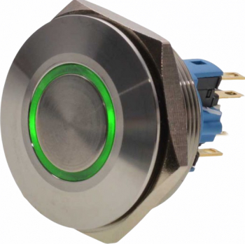 Buton cu push 30MM / 24V led verde self wash 