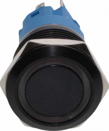 Buton cu push negru/albastru 19mm led albastru self wash 