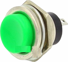 Buton metal verde prin apasare fara retinere 220V/3A 