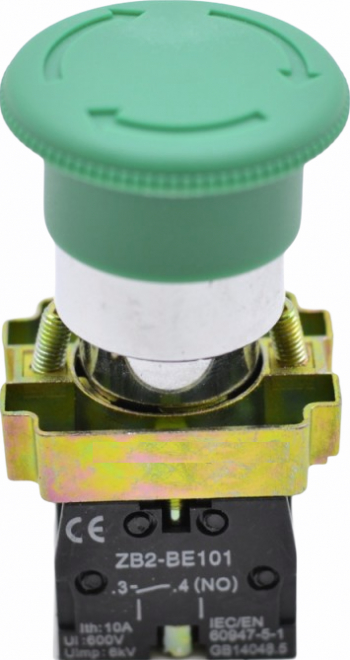 Buton motor 220V ciuperca retinere ON-OFF verde 