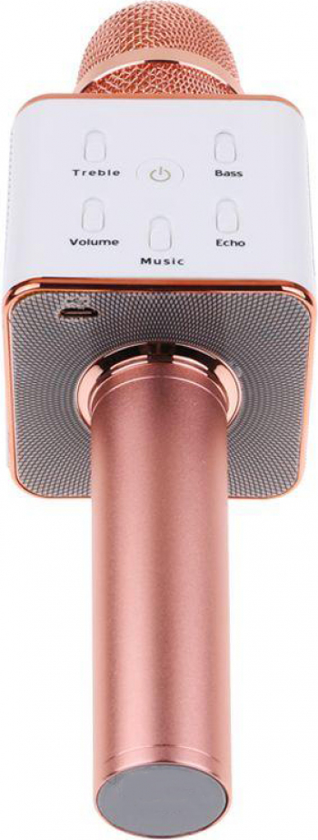 Microfon party 2 difuzoare bluetooth cititor stick card karaoke style Premium Quality rose gold